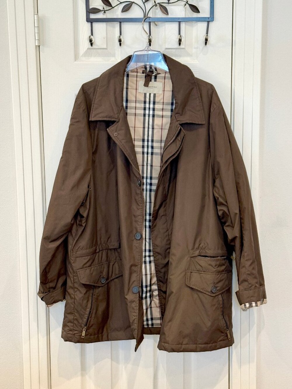 Burberry London (never worn) Car Coat, Dark Brown XXL
